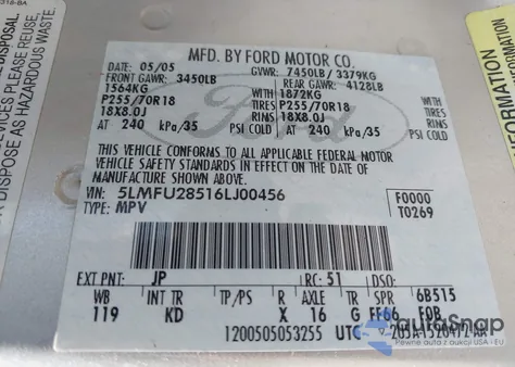 2006 Lincoln Navigator Luxury/Ultimate z USA, uszkodzony, nr VIN 5LMFU28516LJ00456